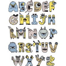 Canavar Harfler Sticker Telefon Laptop Notebook Tablet Defter Matara Stiker Etiket ST831