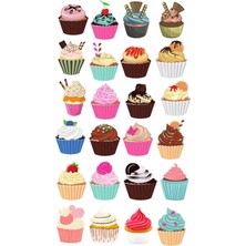 Cupcake Sticker Telefon Laptop Notebook Tablet Defter Matara Stiker Etiket ST1451