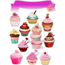 Cupcake Sticker Telefon Laptop Notebook Tablet Defter Matara Stiker Etiket ST421