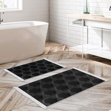 Alanur Home Kaymaz Taban Djt Klozet Takımı Star Pamuk Saçaklı Geometrik E5016 Siyah