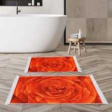Alanur Home Kaymaz Taban Djt Klozet Takımı Trend Saçaklı Geometrik E5011 Turuncu