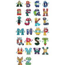 Robot Harfler Sticker Telefon Laptop Notebook Tablet Defter Matara Stiker Etiket ST951