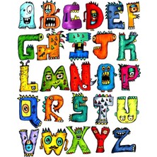 Canavar Harfler Sticker Telefon Laptop Notebook Tablet Defter Matara Stiker Etiket ST840