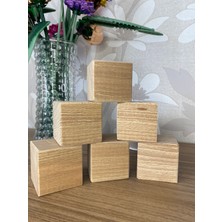 %100 Doğal Kayın Ahşap 6'lı Küp Bloklar 5X5X5 cm Oyun Dekor Istifleme Küpleri Ahşap Oyuncak