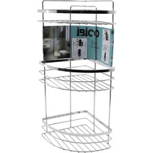 Lamalı   3 Katlı - Üçgen   Krom   Metal  Banyo Köşelik - Duşkabin Raf (5047)