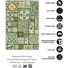 The Reef Design Patchwork Seramik Desenli Dokuma Tabanlı Dijital Baskılı Çini Desenli Yeşil Oturma Odası Halısı