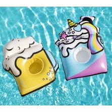 Renkli Şişme Bardak Tutucu 2'li Set, Havuz Partisi Için Eğlenceli ve Pratik!