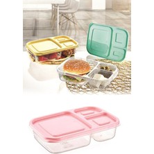 3 Bölmeli Pratik Saklama Kabı, Pembe, Kolay ve Güvenli Kullanım