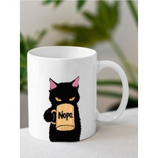 Kupadan Kahve Içen Kedi Tasarım Kupa Bardak - 300 ml Porselen - Baskılı Kahve & Çay Kupası