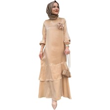  Gül Yaka Detaylı Fırfırlı Elbise