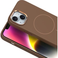 Apple iPhone 14 Kılıf M-Safe Şarj Özellikli Metal Kamera Çerçeveli Zore Edi Silikon Kapak