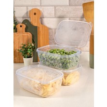 3'lü Turuncu Saklama Kabı, Mikrodalga ve Derin Dondurucu Uyumlu, 1 Lt