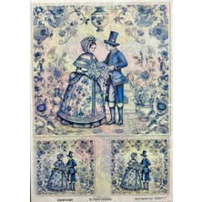 Lineart Pirinç Dekopaj Kağıdı BLEU117