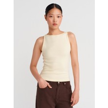 21048 Halter Yaka Top-Açık Sarı