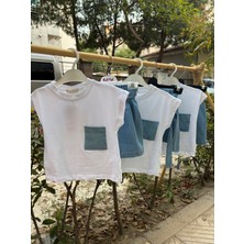 Popping Girls 2li Kız Çocuk %100 Pamuklu Denim Etek ve Cep Detaylı Tişört Takım