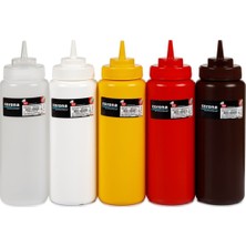 Geniş Ağzlı 1000 ml Beyaz Kapaqlı Ketçap ve Mayonez Şişesi (1 Adet)