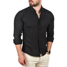 Deepsea Slim Fit %100 Pamuk Keten Gömlek Dar Kesim Dokulu Keten Gömlek 2501302