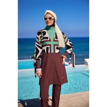 Kahverengi Tam Kapalı Mayo – Defile Özel Tasarım, Hakim Yakalı, M2519