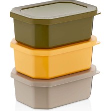 Yeşil Dikdörtgen Saklama Kabı 3'lü Set, Pratik ve Şık Mutfak Çözümü