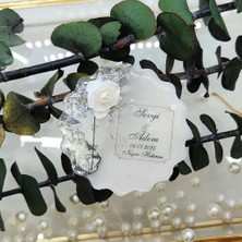 30 Adet Nikah Şekeri  Tek Güllü Epoksi Magnet Buzdolabı Süsü Nişan Hediyelik