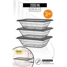 3'lü Renkli Büyük Boy Dikdörtgen Saklama Kabı, Mikrodalga ve Derin Dondurucu Uyumlu