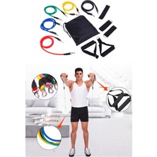 Turuncu 11 Parça Lateks Spor Seti, Egzersiz Bandı ve Halat Ekipmanı