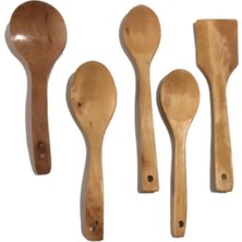 Beyaz Ahşap Kaşık ve Kepçe Seti 5 Parça, Şık ve Kullanışlı Mutfak Gereçleri