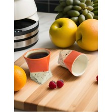 Turuncu Kübik Espresso Bardak Kulpsuz, Şık ve Modern Tasarım