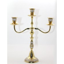 Pirinç Sedefli 3'lü Şamdan Model 2