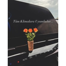 Dekoratif Mini Araç Klima Süsü | El Yapımı Mantar Saksı Çiçek Araba Kokusu | Difüzör Turuncu