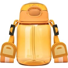 Serenity Haven Turuncu 500ML Askılı Pipetli Şeffaf Su Matarası