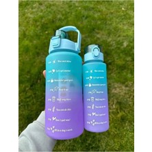 Serenity Haven Renkli 2l Motivasyonel Sumatarası Su Şişesi ve Yavrulu Suluk