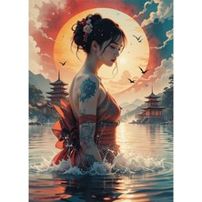 Bedeko Göle Giran Japon Kadın Mdf Tablo