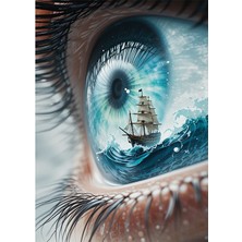 Bedeko Gözyaşında Yüzen Gemi Ahşap Tablo