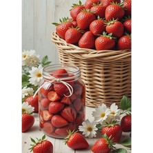 Bedeko Çilek Sepeti Ahşap Tablo