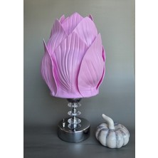 Pilli Abajur, Pilli Masa Lambası, Pilli Gece Lambası, Pembe Midye Pls.krst. Krom Ayak
