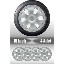 Hyundai Era Getz Tucson 15" Inç Uyumlu 4 Adet 1 Takım Gri Kırılmaz Esnek Jant Kapağı 021