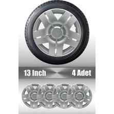 Peugeot 301 Partner 13" Inç Uyumlu 4 Adet 1 Takım Gri Kırılmaz Esnek Jant Kapağı 004