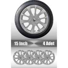 Renault Modus Laguna Espace Spring 15" Inç Uyumlu 4 Adet 1 Takım Gri Kırılmaz Esnek Jant Kapağı 031