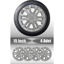 Renault Fluance Taliant Scenic 15" Inç Uyumlu 4 Adet 1 Takım Gri Kırılmaz Esnek Jant Kapağı 007
