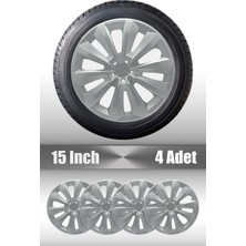 Toyota Corolla Hillux 15" Inç Uyumlu 4 Adet 1 Takım Gri Kırılmaz Esnek Jant Kapağı 019