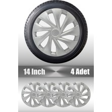 Mitsubishi Carisma L300 14" Inç Uyumlu 4 Adet 1 Takım Gri Kırılmaz Esnek Jant Kapağı 032