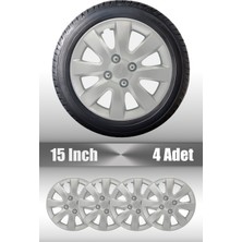 Peugeot 301 306 307 308 15" Inç Uyumlu 4 Adet 1 Takım Gri Kırılmaz Esnek Jant Kapağı 002