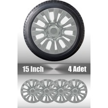 Hyundai Era Getz Tucson 15" Inç Uyumlu 4 Adet 1 Takım Gri Kırılmaz Esnek Jant Kapağı 010