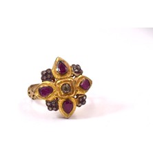 Yakut ve Elmas Gümüş Yüzük