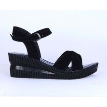 Moda Ayakkabı 152 Ortopedik Süet 7cm Kadın Sandalet Ayakkabı