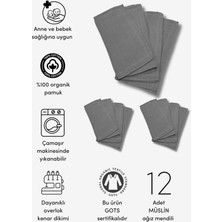 12'li Organik Müslin Bebek Ağız Mendili (20CM*20CM)