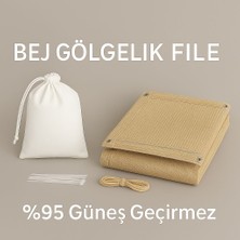 %95 Bej File Gölgelik Şeritli Halkalı Bağlama Bağı Ipi Taşıma Torbası Hediye