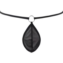 Siyah Tül Transparan Halkalı Erkek String Iç Giyim