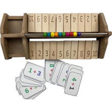 Ahşap Matematik Oyunu, Abaküslü Sayı Öğrenme Seti, 2 Kişilik, Toplama Işlemi Kartları